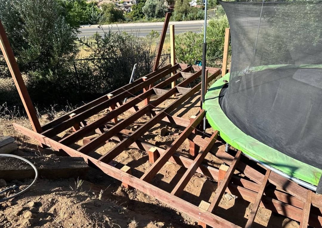 picture of a deck project getting built